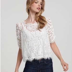 Joie white lace fanny top XS